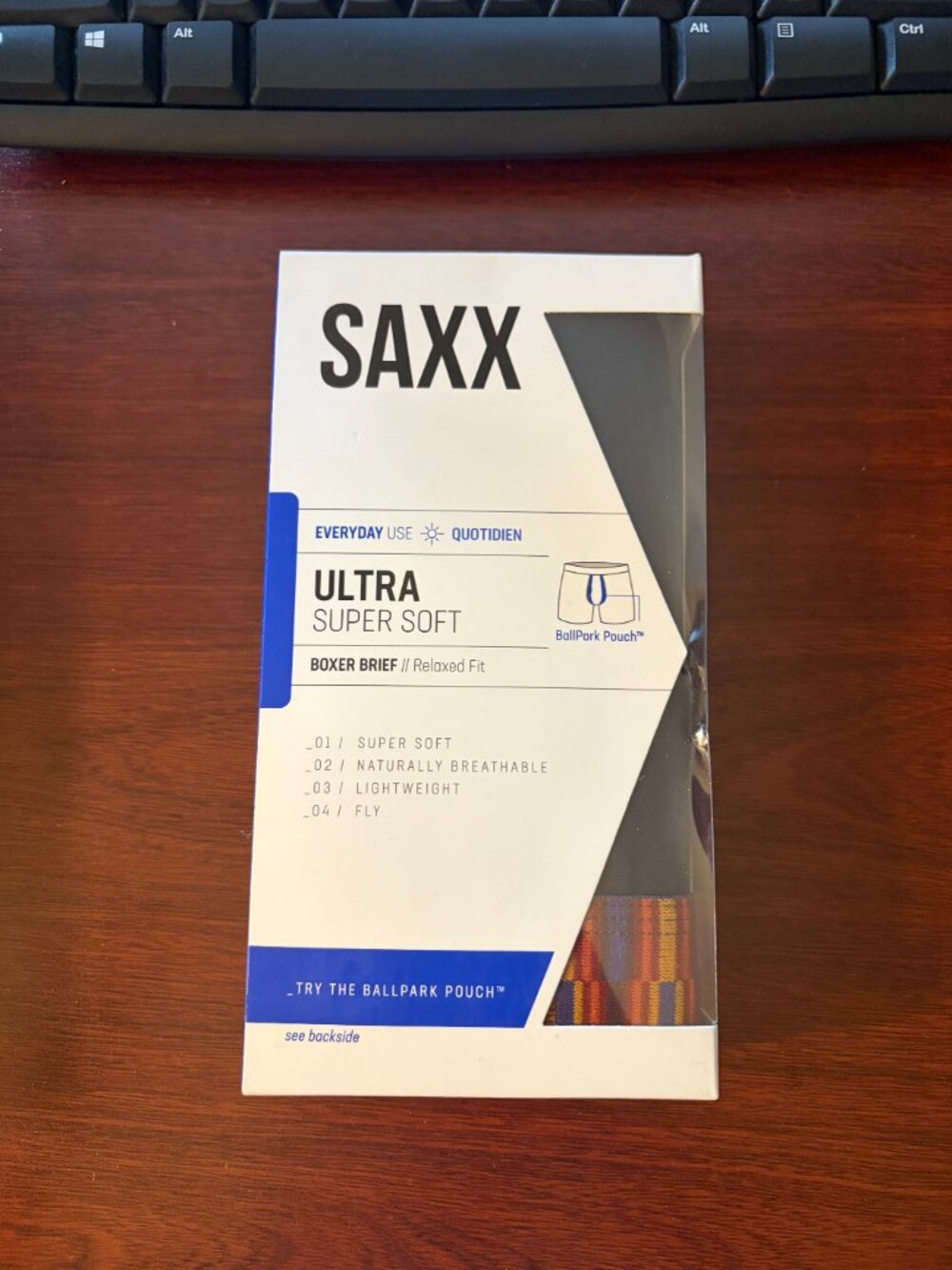 SAXX ULTRA Boxer Briefs with Fly “Geo Dark Ink" - Picture 3 of 4